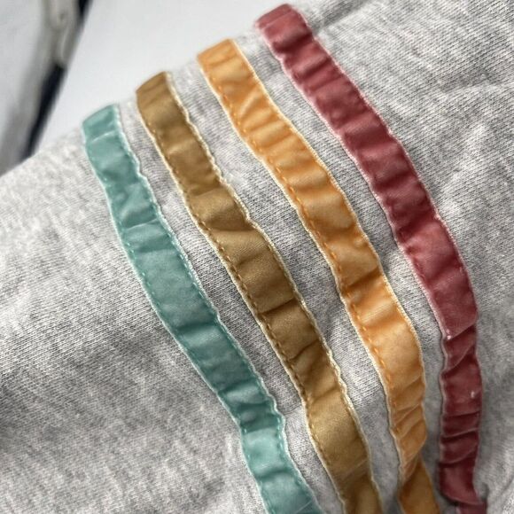Rip Curl Sweatshirt Rainbow Stripe Balloon Sleeve Gray Crew Neck Womens Size XS - Picture 4 of 6